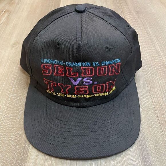 VTG 96' Seldon vs Tyson Boxing Championship Fight Hat Snapback MGM Black - Picture 1 of 6